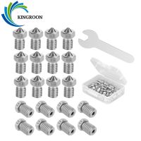 KINGROON 3D Printer E3D V5 V6 Nozzle M6 Threaded Hard Steel Brass Nozzles Kit for 1.75mm filament E3D V5 V6 Hotend Extruder [NEW]