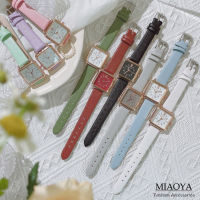 MIAOYA Fashion Jewelry Shop อินเทรนด์ นาฬิกาสแควร์สำหรับสุภาพสตรี นาฬิกาควอตซ์สีสำหรับคู่รัก ของขวัญวันเกิดที่สวยงาม