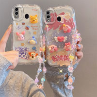 เคสสำหรับ Samsung Galaxy A10s พร้อมเคสโทรศัพท์สร้อยข้อมือมุกดอกไม้3D แฟชั่นเคสลายการ์ตูนสัตว์น่ารักสัตว์น่ารักๆเคสซิลิโคนนิ่มกันกระแทกฝาครอบด้านหลัง