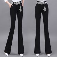 Spot parcel post Draping Black Bell-Bottoms Womens Spring and Summer 2023 New High Waist Slimming Casual Suit Straight Bootcut Trousers Womens Pants