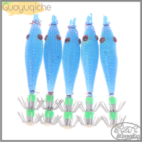 Guoyuqiche Fishin 5ชิ้น7ซม. เครื่องจับปลาหมึกพร้อม4 # เหยื่อปลาหมึกตะขอนุ่ม