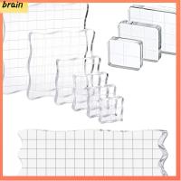 BRAIN 10pcs ขนาดต่างๆ ชุดแสตมป์อะคริลิคใส เส้นตาราง บล็อกแสตมป์ตกแต่ง เครื่องประดับงานฝีมือ DIY งานฝีมืออัลบัมภาพ