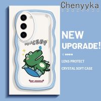 Chenyyka S23ปลอกสำหรับ Samsung S23พิเศษเคสลายการ์ตูนจระเข้หลับแฟชั่นป้องกันเลนส์กล้องเคสโทรศัพท์โปร่งใสนิ่มกันกระแทกสีสันสดใส