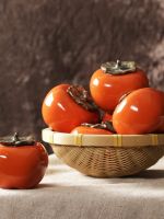 Large Persimmon Tea Caddy Jingdezhen Ceramic Travel Mini Portable Ornament Sealed Storage Gift Box