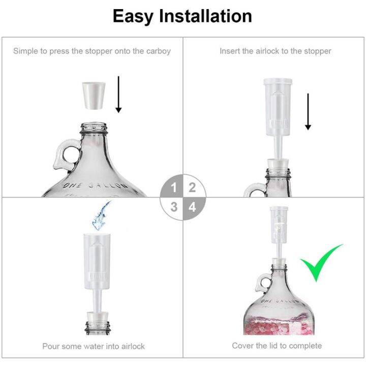 12-pack-brewing-airlock-เบียร์ไวน์-airlock-พร้อมยาง-airlock-stopper-carboy-bung-twin-bubble-airlock