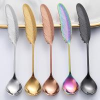 304 Stainless Steel Mixing Spoon Feather Shaped Coffee Spoon Non-slip Stainless Steel Spoon Creative Dessert Tea Spoon Home Kitchen Utensil 304 Stainless Steel Mixing Spoon Unique Coffee Accessory Feather Handle Spoon Non-slip Tea Stirring Spoon Stylish