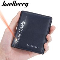 2023 New Men Wallets Free Name Engraving Short Card Holder Luxury Brand Male Purses High Quality PU Leather Mens Wallet