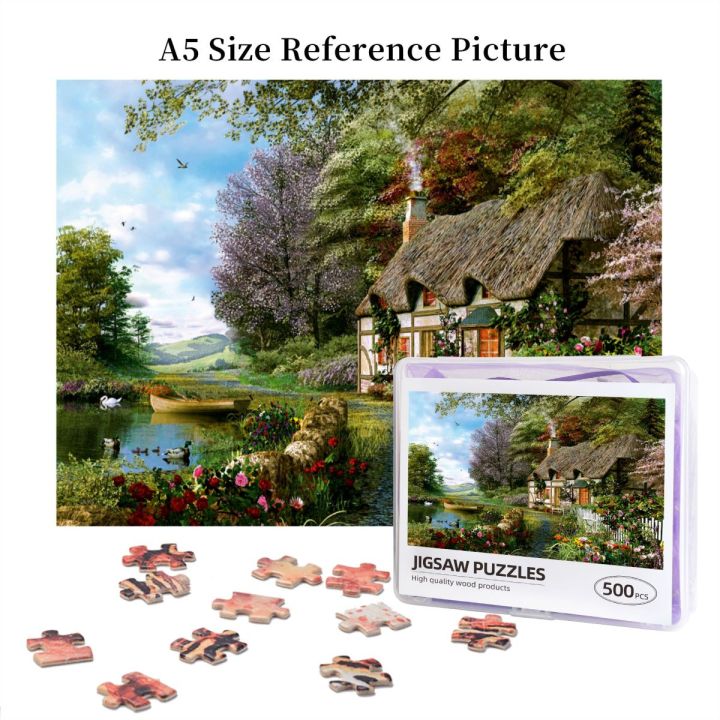 country-cottage-wooden-jigsaw-puzzle-500-pieces-educational-toy-painting-art-decor-decompression-toys-500pcs