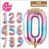 [A Great]32นิ้วจำนวนลูกโป่งฟอยล์ BallonGradient หลัก Globos สีงานแต่งงานงานเลี้ยงวันเกิดของตกแต่งทารกฝักบัวอุปกรณ์