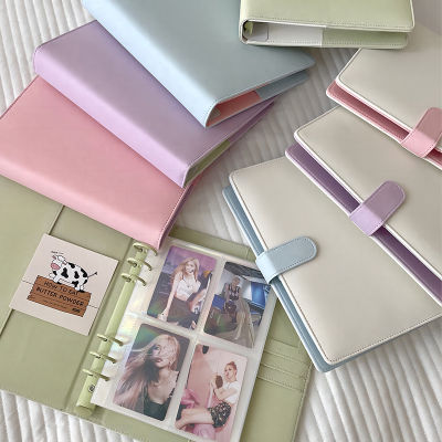 Candy Color A5 Kpop Binder Photocards Holder Cover PU Leather Loose-leaf Collect Book Photo Cards Album Storage Bookสเตชันเนอรี
