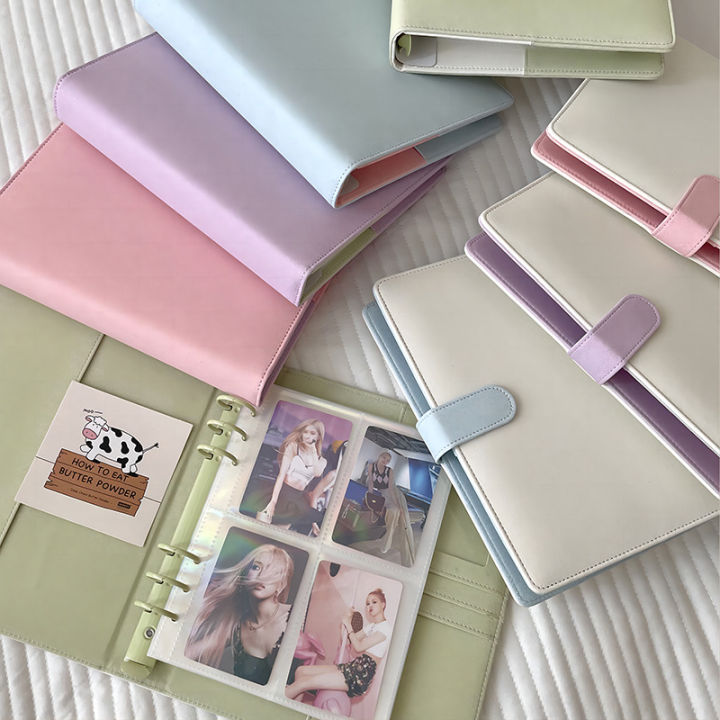 candy-color-a5-kpop-binder-photocards-holder-cover-pu-leather-loose-leaf-collect-book-photo-cards-album-storage-bookสเตชันเนอรี