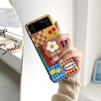 เคสโทรศัพท์ตั้งลายดอกไม้น่ารักสำหรับ Samsung Galaxy Z Flip 4 3 Zflip3ที่วางฝาแข็งสำหรับ Zflip4 Flip3 Z ที่ยึดเคสห่อหุ้ม