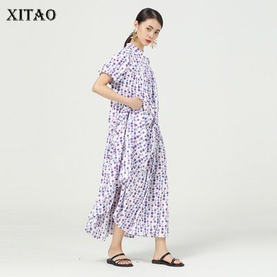 XITAO Dress   Fashion Women Loose Printed Casual Shirt Dress