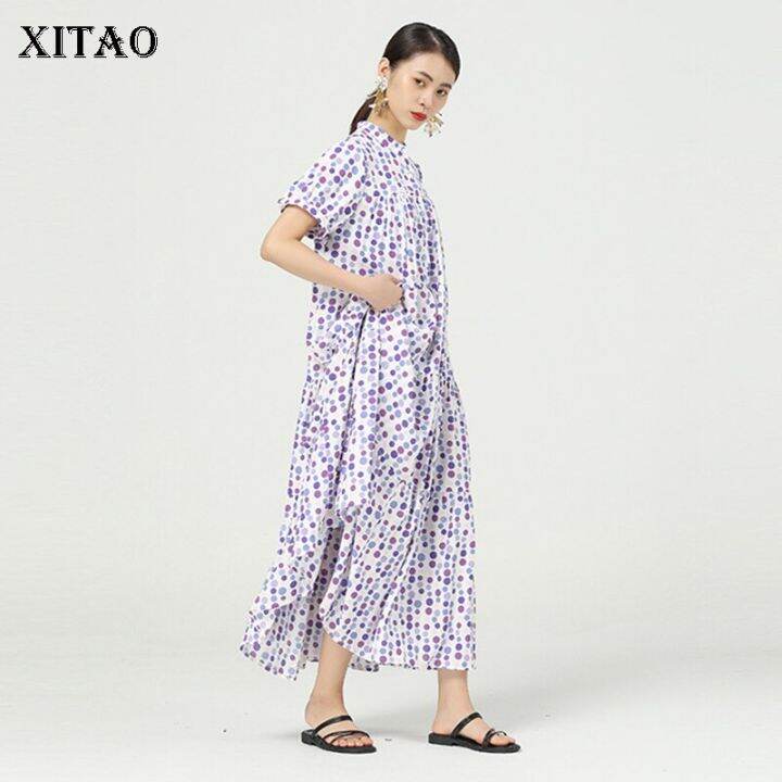 xitao-dress-fashion-women-loose-printed-casual-shirt-dress