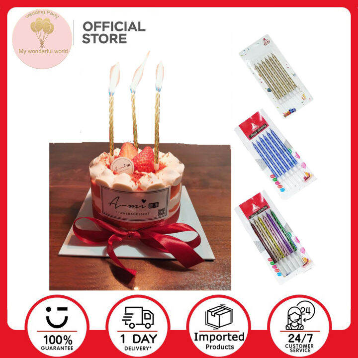 Thin Metallic Multi Color Spiral Birthday Cake Topper Candles For