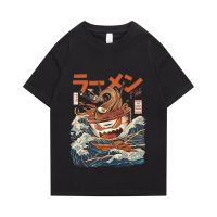 Japanese Cartoon Noodles Comic Graphics Print Cotton T Shirt Neutral Harajuku Tee Oversized Loose T Shirts Fashion Streetwear