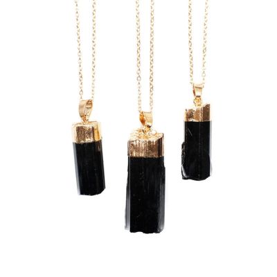 Natural Black Pillar Tourmaline Stone Pendant Rough Original Cylindrical Energy Pendant For Woman And Man Gift Fashion Jewelry