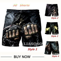 New Fashion Summer Men Beach Shorts 3D Print Skull Grim Reaper Mens Boardshorts