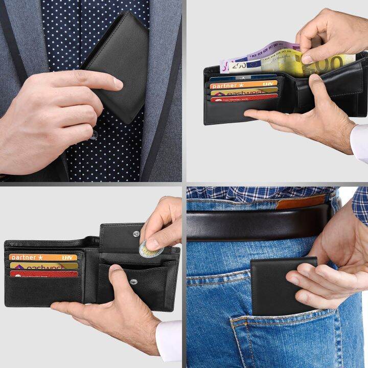 jh-genuine-leather-wallet-men-classic-black-soft-purse-coin-pocket-credit-card-holder