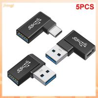 JIANGF 5pcs สนับศอก 90องศาองศา หญิงกับชาย ตัวแปลงสัญญาณ USB 3.0เป็น Type-C 10กิกะบิต อะแดปเตอร์ OTG