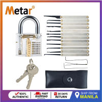 Metar Unlocking Tool 15pcs/Set + Transparent Lock Padlock Durable Practical Lock Opening Tools Household Lock Pick Set Key Extractor Tool