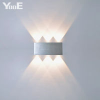 YooE Indoor 2W 4W 6W 8W LED Wall Lamps AC100V220V Aluminum Decorate Wall Sconce Bedroom Stairs LED Wall Light