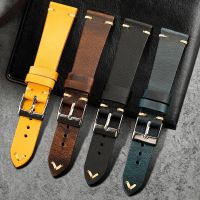 Soft hand-adapted DW antique water ghost genuine leather watch strap 18 20 22MM mens first layer cowhide retro watch chain 【JYUE】