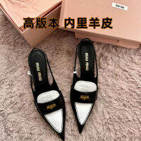 2022 spring MIUMIUˉ new fashion pointy cat heel sandals womens trend shallow mouth retro pointy high heels