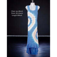 Airy blue tie dye maxi dress ชุดเดรสชายหาดลําลอง สําหรับผู้หญิง