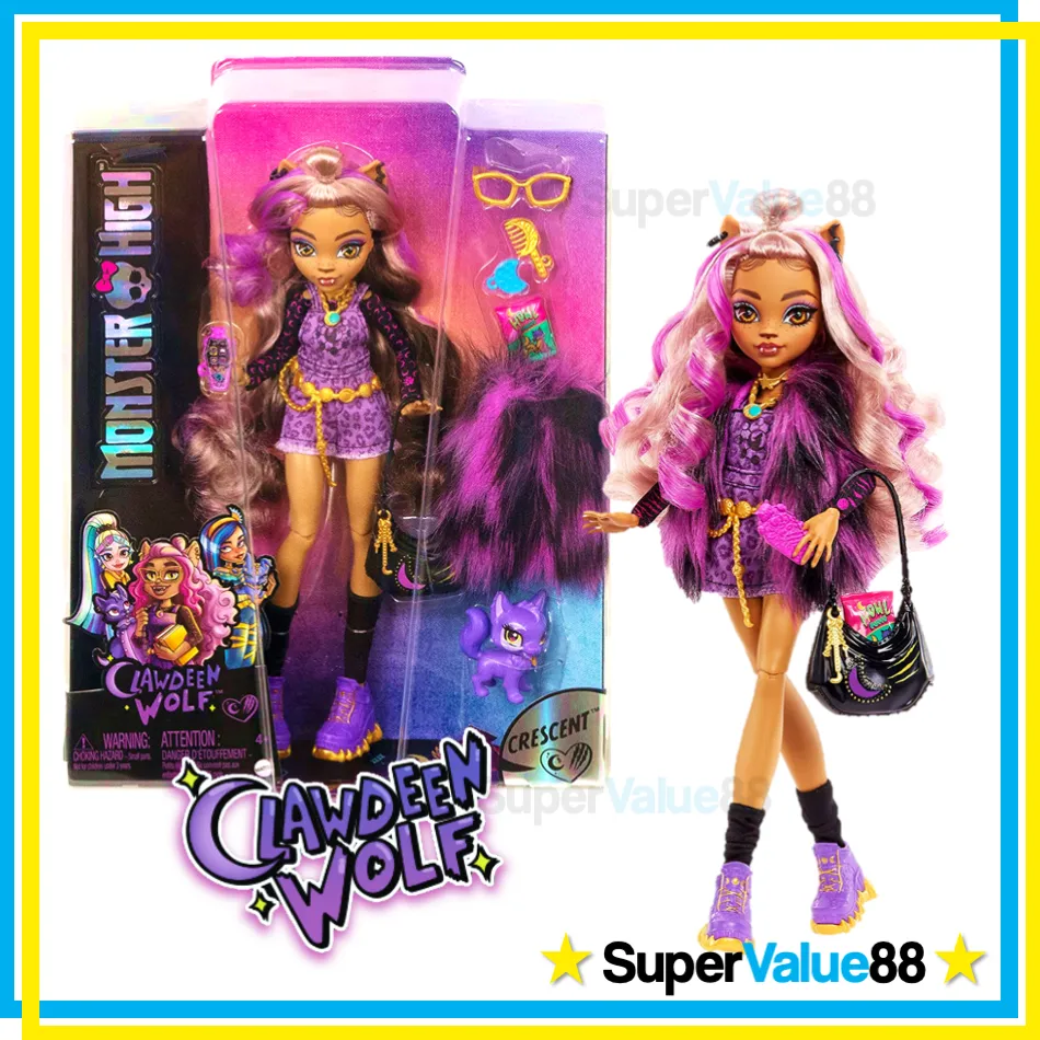 Monster High Doll Clawdeen Wolf With Pet Crescent Generation 3