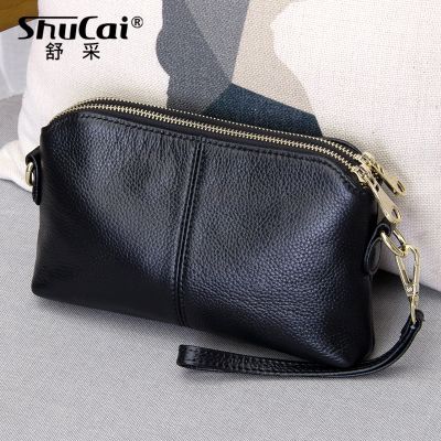 SHUCAI Genuine Leather High Quality Clutch bag Fashion trend Women messenger bag Dual purpose Leisure bag Shoulder Crossbody bag