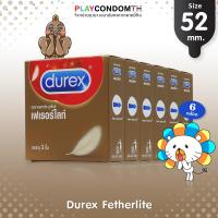 ถุงยางอนามัย 52 ดูเร็กซ์ เฟเธอร์ไลท์ ถุงยาง Durex Fetherlite ผิวเรียบ หนา 0.05 มม. (6 กล่อง)