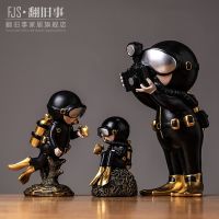 {VIVI decorations} Creative Black Resin Diver Figurines หัตถกรรมเครื่องประดับตกแต่งบ้านห้องนั่งเล่นเดสก์ท็อปอุปกรณ์ตกแต่งของขวัญ Desk