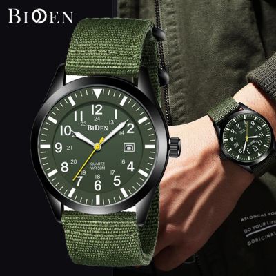 ﹍ BIDEN ผู้ชายนาฬิกาควอตซ์ 12/24 ชั่วโมงนาฬิกาข้อมือทหารกีฬานาฬิกากันน้ำปฏิทินวันที่นาฬิกาชาย relogio masculino