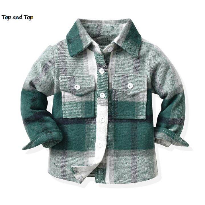 top-and-top-spring-autumn-new-kids-boys-girls-casual-jacket-coats-children-long-sleeve-buttons-down-plaid-tops-toddler-outerwear