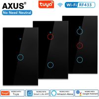 ▤ AXUS Tuya Smart Life Light Switch WiFi Sensor WALL Touch Switch Remote Control No Neutral Wire 110V 220V For Alexa Google Home