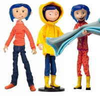 Neca รูป Coraline รูปประตูลับ Coraline และประตูลับเสื้อกันฝนรูปการกระทำรุ่นของเล่นตกแต่งโต๊ะ