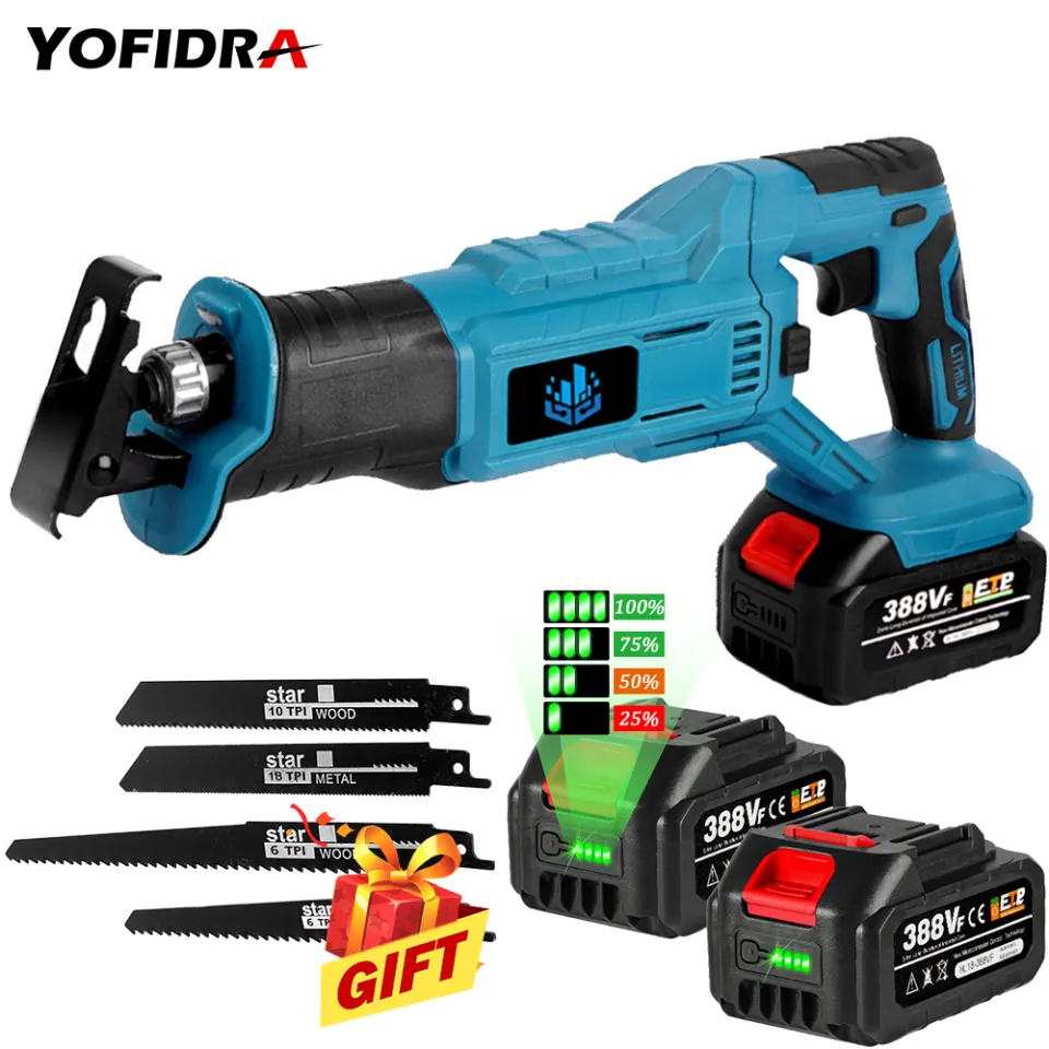 Yofidra® 18V Cordless Reciprocating Saw Electric Saw with PCS Saw Blades  For PVC Wood Metal Materials fit For Makita 18V Battery(BATTERY NOT  INCLUDE) Lazada PH