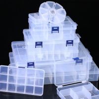 Adjustable 1-24 Grids Compartment Jewelry Transparent Plastic Storage Boxes Beads Earring Rectangle Organizer