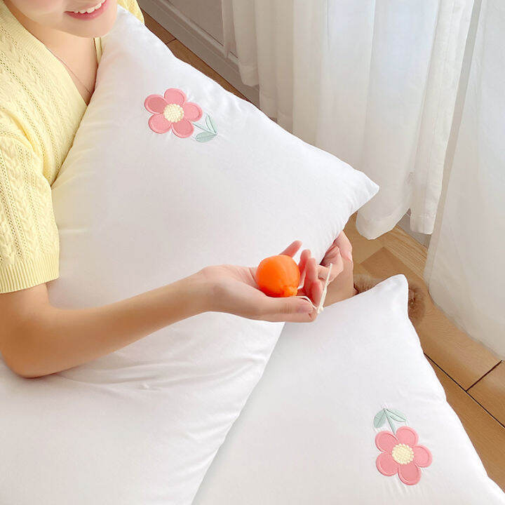 Cotton 40s embroidered pillowcase a pair of 48*74 single dormitory