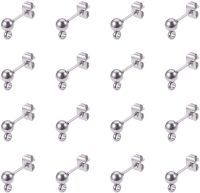 1 Box DIY Earring Making with 304 Stainless Steel Ear Stud Components and 304 Stainless Steel Ear Nuts Stainless Steel Color 6.8x5.2x1.1cm