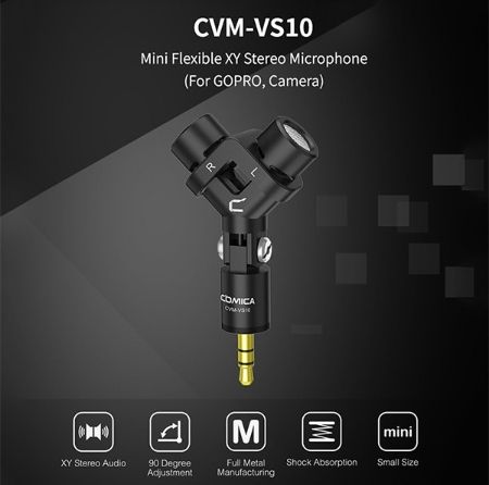comica-cvm-vs10-mini-flexible-xy-stereo-microphone-ไมโครโฟนสำหรับ-gopro-3-5mm-trs-ไมโครโฟน-รับประกันศูนย์-1ปี