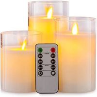 ❉✓♞ LED Electronic Flameless Swing Candle Paraffin Wax Glass Candles Lights Φ7.5CM Battery Operated For Party Birthday Romantic - Transparent