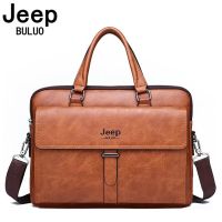 JEEP BULUO Men Business Bag Set Handbags High Quality Leather Office Bags Totes Male For 14 inch Laptop Briefcase Bags