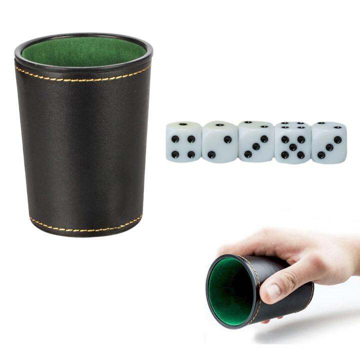 Aituan PU Leather Dice Cup Set Dice Shaker Quiet Shaking with 5 Dice