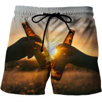 2023 NEW Summer Mans Beach Shorts Swim Sports Pants Beer shorts 3D Print Surfing Shorts Male Gym Surf Board Swimsuit Oversize