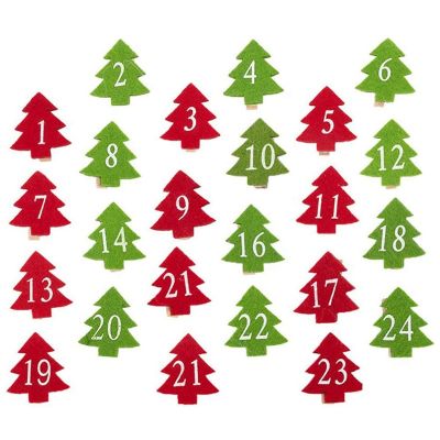 24 Pieces of Christmas Tree Wooden Clothespins Christmas Photo Clip Crafts Ornaments Holiday Party Decoration