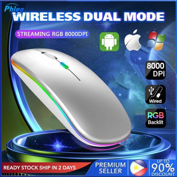 Wireless Mouse Bluetooth And 2.4Ghz USB Receiver Optical Slim