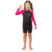 เว็ทสูท เว็ทสูทกางเกงขาสั้น สำหรับเด็ก อุปกรณ์ดำน้ำ CRESSI LITTLE SHARK SHORTY PREMIUM NEOPRENE WETSUIT 2mm - BLACK/PINK