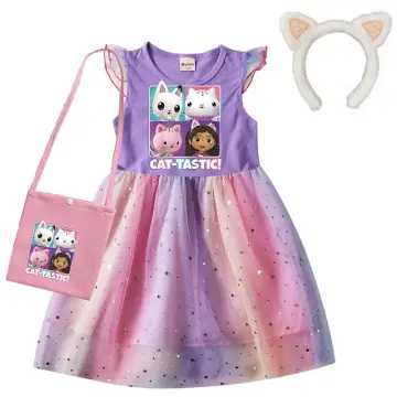 Gabby Cats Cartoon Dress Costumes Kids Summer Sleeveless Vestido